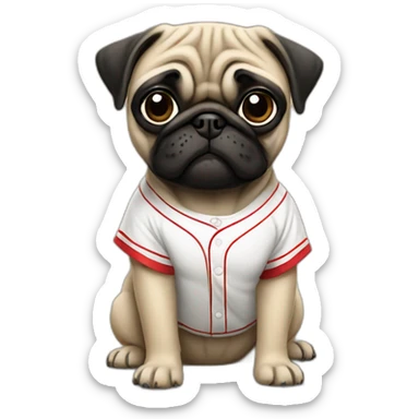 Pug with a baseball jersey  sticker