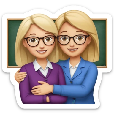 two Bestie coworkers teacher hug sticker