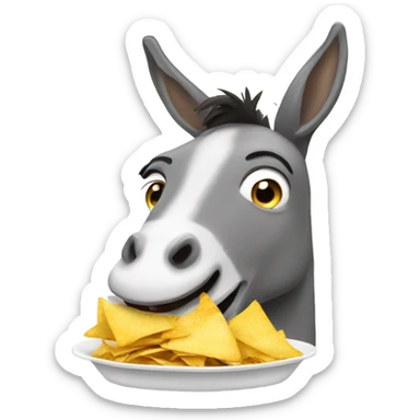 Donkey eating nachos sticker