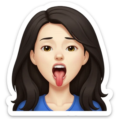 yawning dark long hair woman sticker