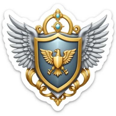 holy emblem with silver wings and shield in the middle sticker