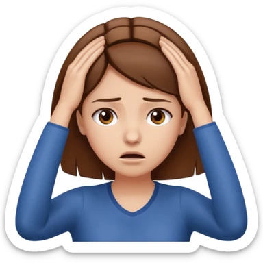 Head in hands brown hair girl frustrated  sticker