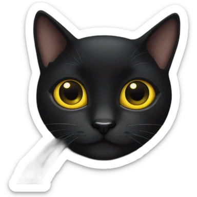black cat with big yellow eyes and big black pupils sticker