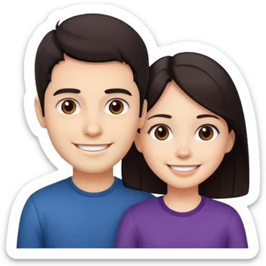 Brother ans sister, white skin, dark hair sticker