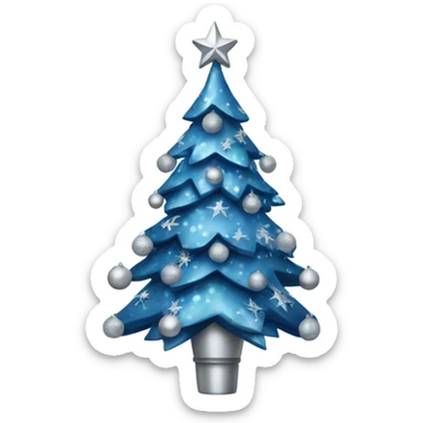 Christmas tree with blue and silver decor sticker