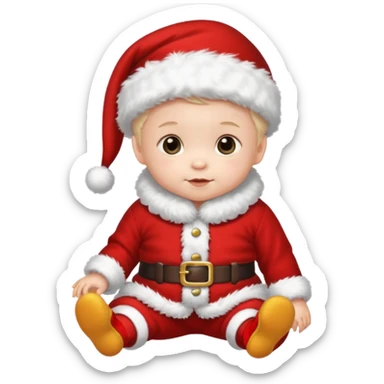 a baby wearing santa clothes and cute fluffy shoes sticker