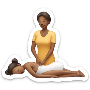 woman giving massage to another woman sticker