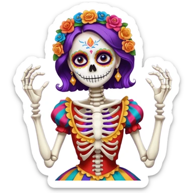Mexican day of the dead- one female dancing skeleton  sticker
