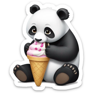 Panda eating ice cream sticker