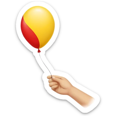 letting go of a yellow red balloon hand  sticker
