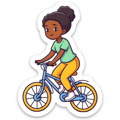 Black girl riding a bike  sticker