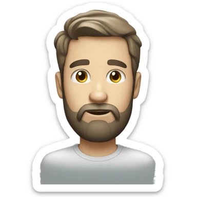 young white bearded man waiting for a skype call. sticker