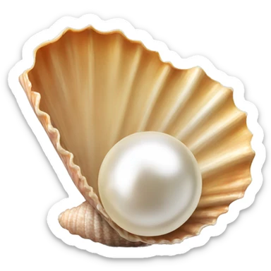 1 Seashell opened with 1 pearl no background  sticker