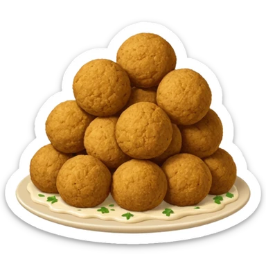 falafel ball pile with dressing sticker