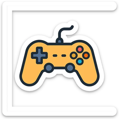 gamepad, color outline icon style, black outlines sticker