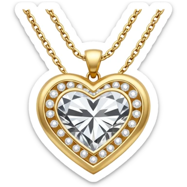 gold chain with a diamond heart pendant sticker