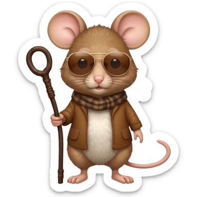 mouse with sunglasses and walking stick sticker