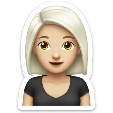 white balding girl with black hair sticker