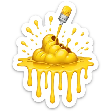 paint splatter, spilled paint, yellow color. sticker