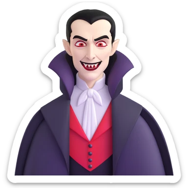 Count Dracula with pale skin and vampire fangs sticker