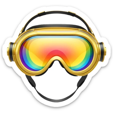 gold simulation rainbow visor goggles sticker