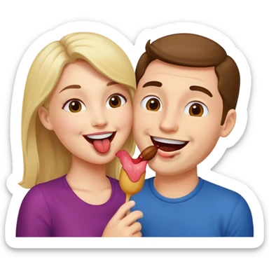 A woman licking a man happily sticker