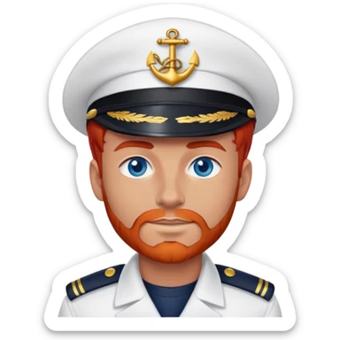 a male boat captain with red hair and blue eyes sticker