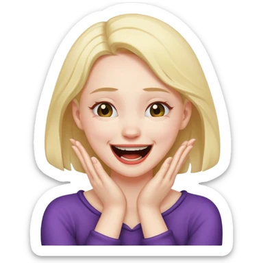 girl griping to her neck with her hands choking herself while laughing sticker