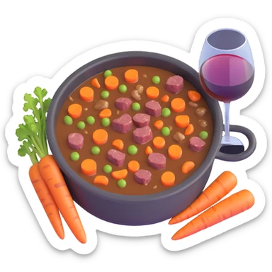 boeuf bourguignon french beef stew with carrots and wine sticker