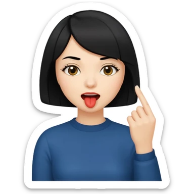 Chicas con pelo negro y corte bob haciendo que se muerde un dedo de manera picara sticker