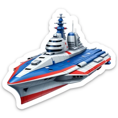 Enormous Russian battle cruiser spaceship with red white and blue markings sticker