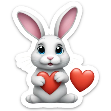 bunny showing a heart with paws sticker