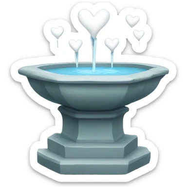 A fountain with little white hearts sticker