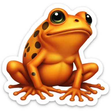 an orange frog with a tattoo on its chest in the shape of a flame sticker