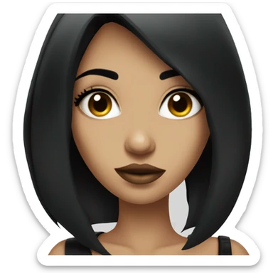 Edgy party girl with black hair sticker