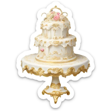 highly detailed white rococo cake sticker