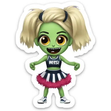 Zombie cheerleader with Pom poms sticker