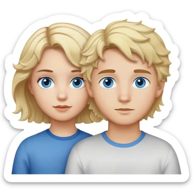 Girl with short wavy hair and blue eyes and a boy with blond hair and hazel eyes sticker