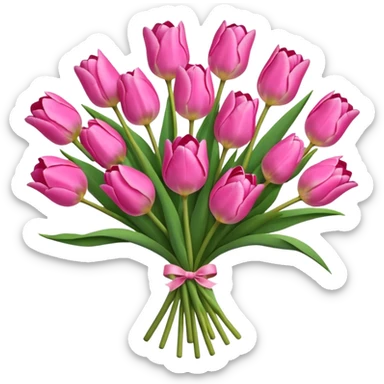 Pink tulip bouquet sticker