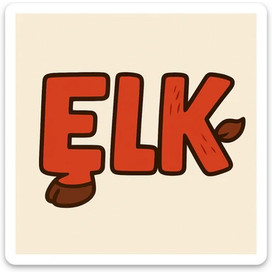 Remove all antlers and recolor the letters to a bold red. Maintain the chunky, cartoon style of the original image. sticker