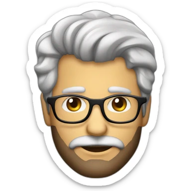 Hombre de cincuenta años pelo corto muy canoso con gafas sin marco y con barba corta sticker