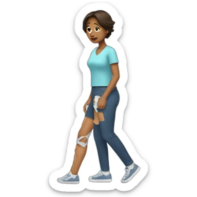 woman with broken leg sticker