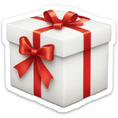 present - white box and red ribbon sticker