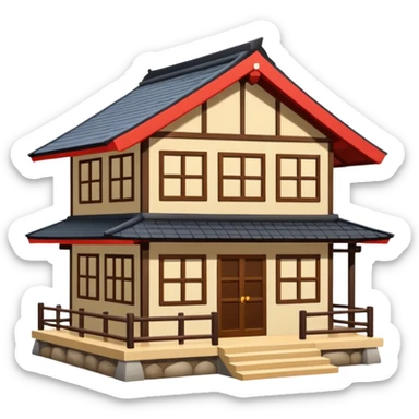 japan style wood house sticker