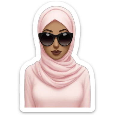 hijabi pale pink hijab black sunglasses top white sticker