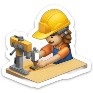 isometric fabricator working in creative workshop cnc machine woodshop metalshop industrial  sticker