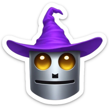robot with  purple wizard hat sticker