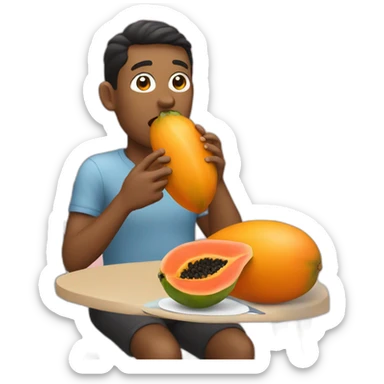 eating a papaya sticker