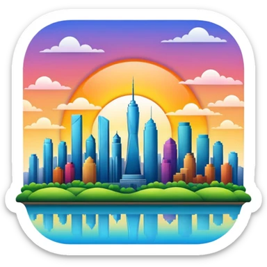 sunrise landscape with a city skyline sticker