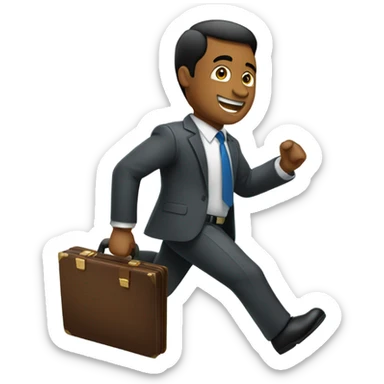 man running with briefcase sticker